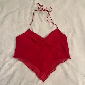 red halter crop top
